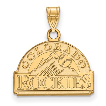 Sterling Silver Gold Plated Major League Baseball LogoArt Colorado Rockies Small Pendant