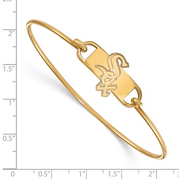 Sterling Silver Gold Plated Major League Baseball LogoArt Chicago White Sox Wire Bangle — alternate view