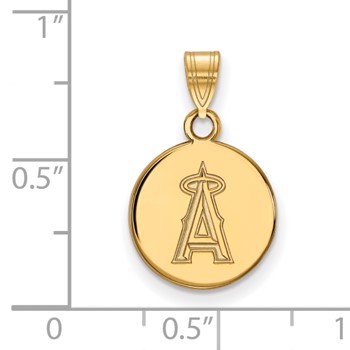 14k Gold Major League Baseball LogoArt Los Angeles Angels Small Disc Pendant — alternate view