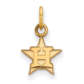 10k Gold Major League Baseball LogoArt Houston Astros Letter H Star Extra Small Pendant
