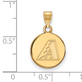 Sterling Silver Gold Plated Major League Baseball LogoArt Arizona Diamondbacks Disc Pendant — alternate view