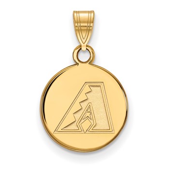 Sterling Silver Gold Plated Major League Baseball LogoArt Arizona Diamondbacks Disc Pendant