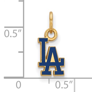 Sterling Silver Gold Plated Major League Baseball LogoArt Los Angeles Dodgers Enamel Pendant — alternate view