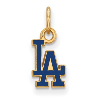Sterling Silver Gold Plated Major League Baseball LogoArt Los Angeles Dodgers Enamel Pendant