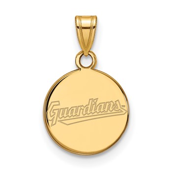 10k Gold Major League Baseball LogoArt Cleveland Guardians Small Disc Pendant
