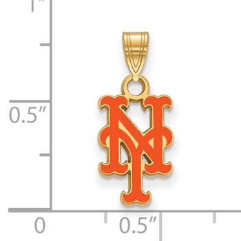 Sterling Silver Gold Plated Major League Baseball LogoArt New York Mets Enamel Pendant — alternate view