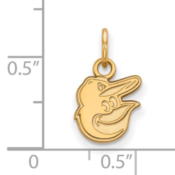 10k Gold Major League Baseball LogoArt Baltimore Orioles w/Baseball Cap Extra Small Pendant — alternate view