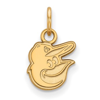10k Gold Major League Baseball LogoArt Baltimore Orioles w/Baseball Cap Extra Small Pendant
