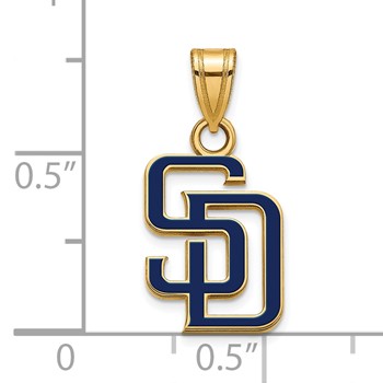 Sterling Silver Gold Plated Major League Baseball LogoArt San Diego Padres S-D Enamel Pendant — alternate view
