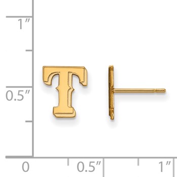 10k Gold Major League Baseball LogoArt Texas Rangers Letter T Extra Small Post Earrings — alternate view