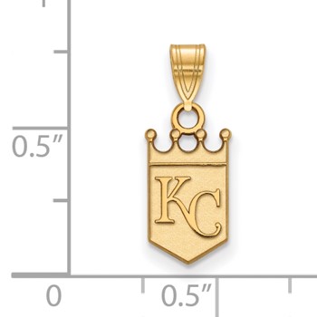 14k Gold Major League Baseball LogoArt Kansas City Royals K-C Crown Small Pendant — alternate view
