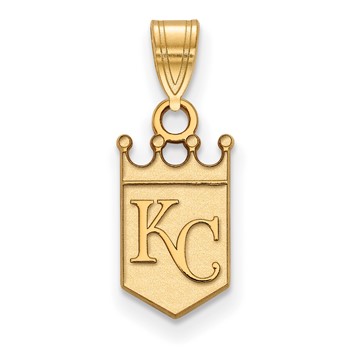 14k Gold Major League Baseball LogoArt Kansas City Royals K-C Crown Small Pendant