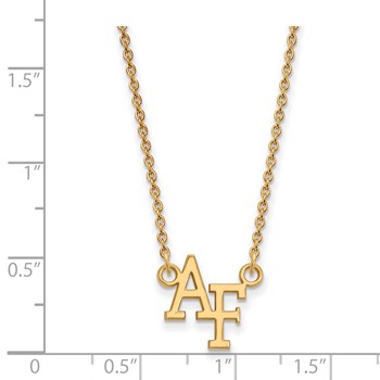 Sterling Silver Gold-plated LogoArt United States Air Force Academy A-F Small Pendant 18 inch Necklace — alternate view