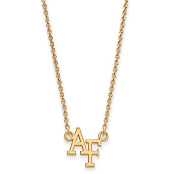 10k Gold LogoArt United States Air Force Academy A-F Small Pendant 18 inch Necklace