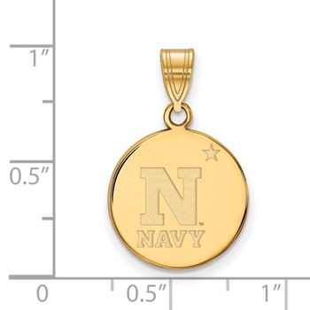 Sterling Silver Gold-plated LogoArt US Naval Academy Medium Disc Pendant — alternate view