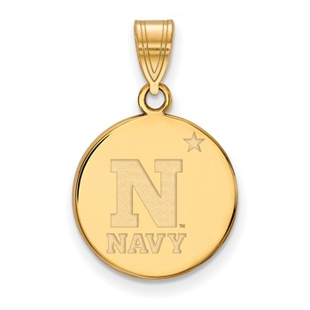 Sterling Silver Gold-plated LogoArt US Naval Academy Medium Disc Pendant