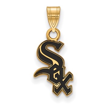 Sterling Silver Gold Plated Major League Baseball LogoArt Chicago White Sox Enamel Pendant