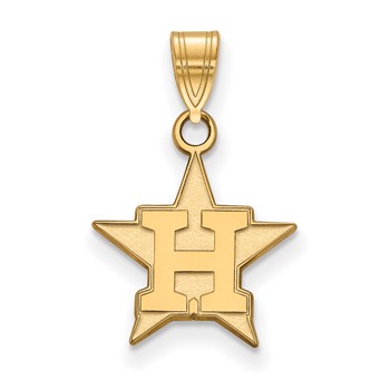 10k Gold Major League Baseball LogoArt Houston Astros Letter H Star Small Pendant