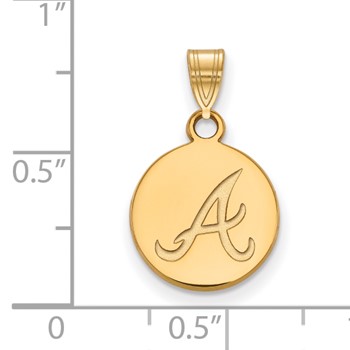 14k Gold Major League Baseball LogoArt Atlanta Braves Small Disc Pendant — alternate view