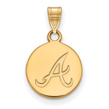 14k Gold Major League Baseball LogoArt Atlanta Braves Small Disc Pendant