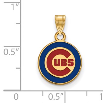 Sterling Silver Gold Plated Major League Baseball LogoArt Chicago Cubs Enamel Pendant — alternate view
