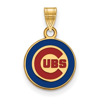 Sterling Silver Gold Plated Major League Baseball LogoArt Chicago Cubs Enamel Pendant
