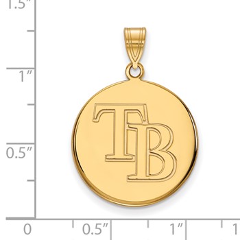 14k Gold Major League Baseball LogoArt Tampa Bay Rays Letters T-B Large Disc Pendant — alternate view