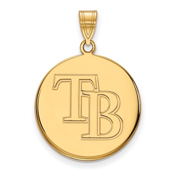14k Gold Major League Baseball LogoArt Tampa Bay Rays Letters T-B Large Disc Pendant