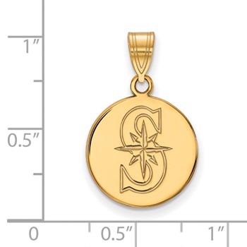 10k Gold Major League Baseball LogoArt Seattle Mariners Medium Disc Pendant — alternate view