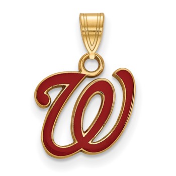 Sterling Silver Gold Plated Major League Baseball LogoArt Washington Nationals Enamel Pendant