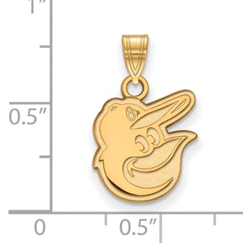 14k Gold Major League Baseball LogoArt Baltimore Orioles w/Baseball Cap Small Pendant — alternate view