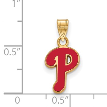 Sterling Silver Gold Plated Major League Baseball LogoArt Philadelphia Phillies Enamel Pendant — alternate view