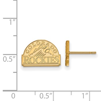 14k Gold Major League Baseball LogoArt Colorado Rockies Extra Small Post Earrings — alternate view