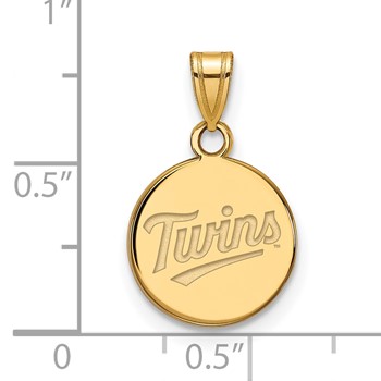 14k Gold Major League Baseball LogoArt Minnesota Twins T-C Small Disc Pendant — alternate view