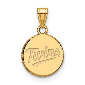 14k Gold Major League Baseball LogoArt Minnesota Twins T-C Small Disc Pendant