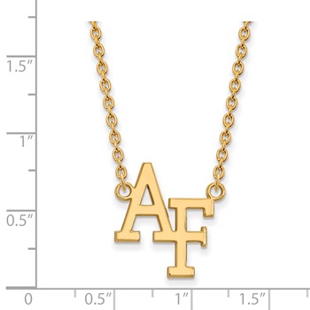 Sterling Silver Gold-plated LogoArt United States Air Force Academy A-F Large Pendant 18 inch Necklace — alternate view