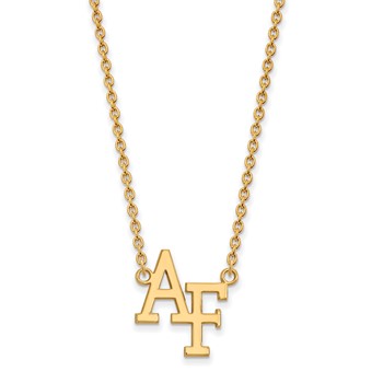 Sterling Silver Gold-plated LogoArt United States Air Force Academy A-F Large Pendant 18 inch Necklace