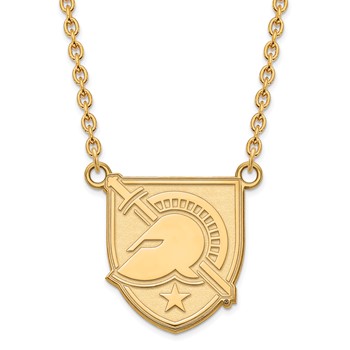 Sterling Silver Gold-plated LogoArt U.S. Military Academy Letter A Large Pendant 18 inch Necklace