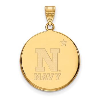 Sterling Silver Gold-plated LogoArt US Naval Academy Large Disc Pendant