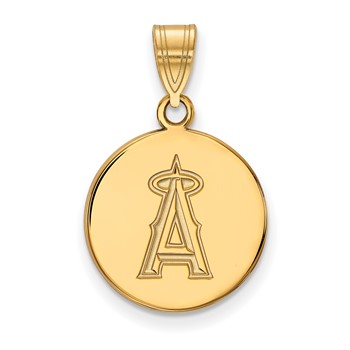 10k Gold Major League Baseball LogoArt Los Angeles Angels Medium Disc Pendant