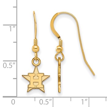 Sterling Silver Gold Plated Major League Baseball LogoArt Houston Astros Dangle Earrings — alternate view