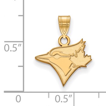 Sterling Silver Gold Plated Major League Baseball LogoArt Toronto Blue Jays Small Pendant — alternate view