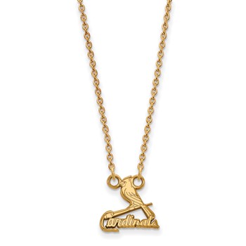 Sterling Silver Gold Plated Major League Baseball LogoArt St. Louis Cardinals Pendant Necklace