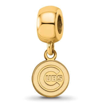 Sterling Silver Gold Plated Major League Baseball LogoArt Chicago Cubs Dangle Bead