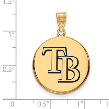 Sterling Silver Gold Plated Major League Baseball LogoArt Tampa Bay Rays Enameled Pendant — alternate view