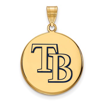 Sterling Silver Gold Plated Major League Baseball LogoArt Tampa Bay Rays Enameled Pendant