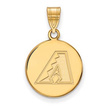 Sterling Silver Gold Plated Major League Baseball LogoArt Arizona Diamondbacks Disc Pendant