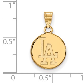 14k Gold Major League Baseball LogoArt Los Angeles Dodgers Small Disc Pendant — alternate view