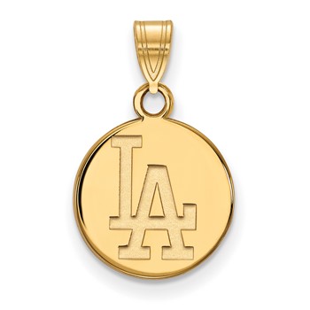 14k Gold Major League Baseball LogoArt Los Angeles Dodgers Small Disc Pendant