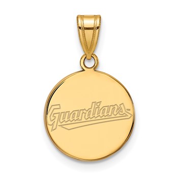 10k Gold Major League Baseball LogoArt Cleveland Guardians Medium Disc Pendant